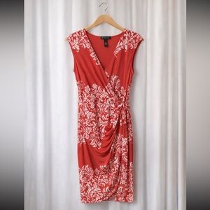NEW I.N.C.  International Concepts Red Floral Wrap Dress Size Small